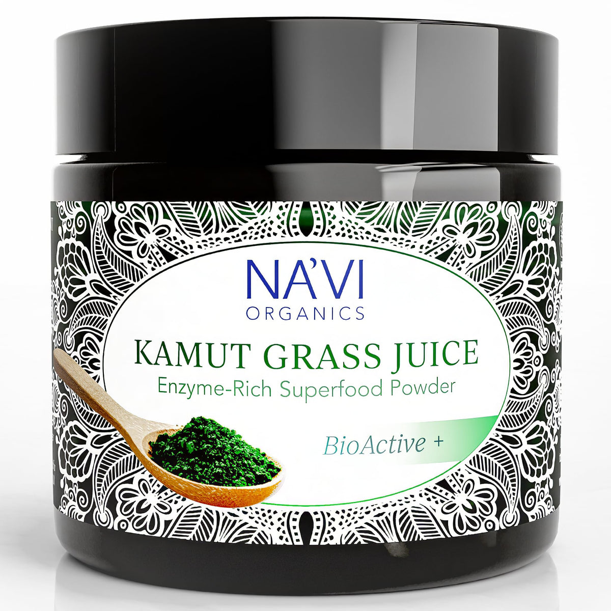 Na'vi Organics Raw Kamut Wheat Grass Juice Powder - Glass Jar - Premium Grade, Organic Certified Powder wholefood Supplement, 100 g