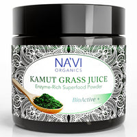 Na'vi Organics Raw Kamut Wheat Grass Juice Powder - Glass Jar - Premium Grade, Organic Certified Powder wholefood Supplement, 100 g
