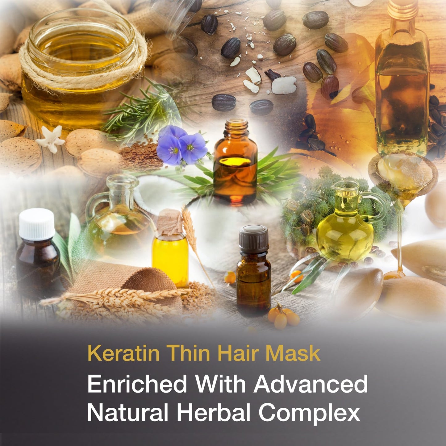 Vitamins Hair Mask Conditioner Keratin Treatment - Biotin Castor and Coconut Oil Deep Conditioning for Thin Fine Hair - Anti Frizz Moisturiser for Curly Straight Dry Damaged & Frizzy Hair