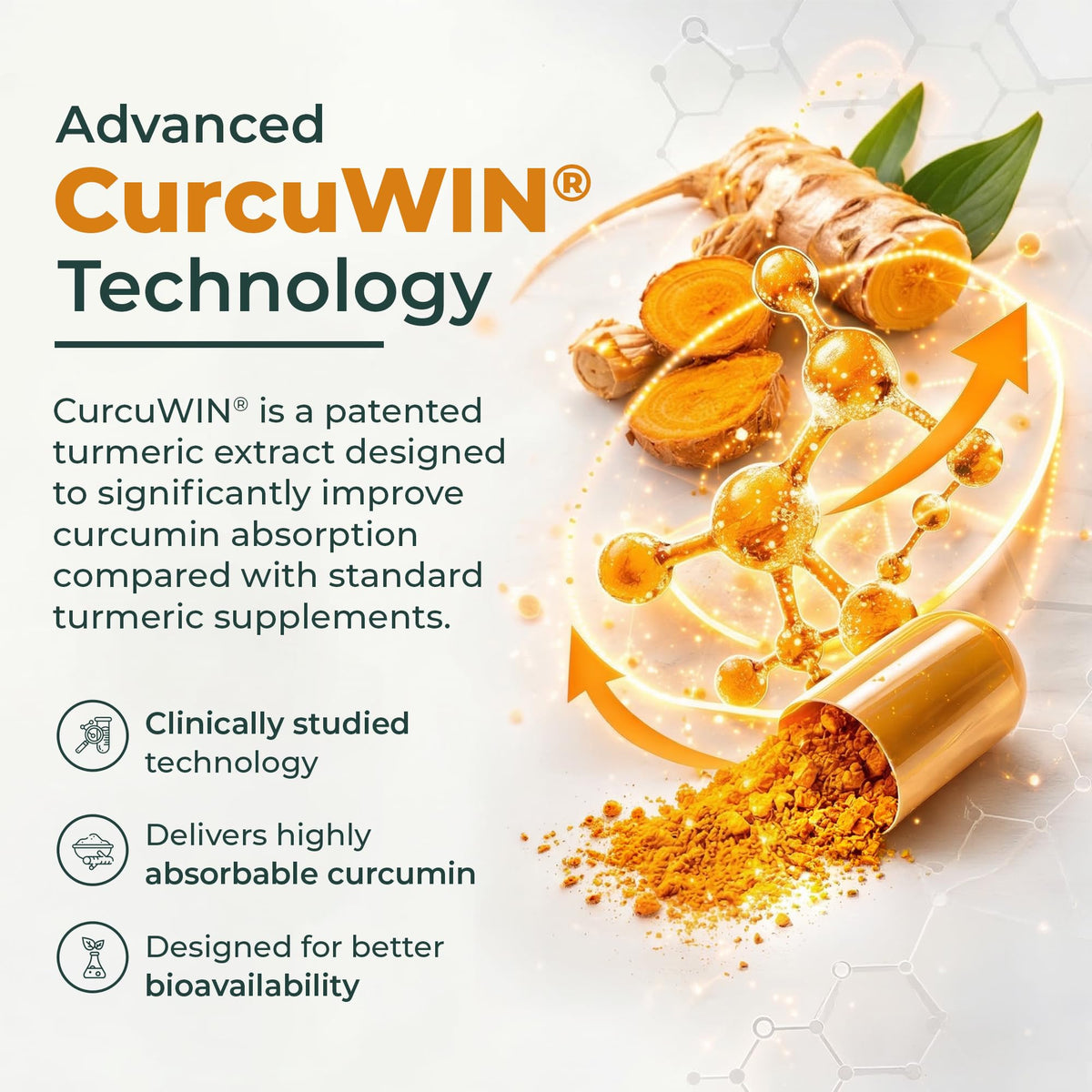 Altruvita AltruVita Curcumin Turmeric Extract, 60 Capsules - High Strength CurcuWIN® 46x Absorption Supplement - Vegan, Expert Formulated for Joint and Digestive Wellness Support - Made in the UK