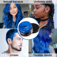 WOZUTUNT Blue Temporary Hair Color Wax Natural Hair Color Wax for Cosplay, Masquerade & Festivals Party – Easy Wash-Out Styling Pomade with Instant Results and Long-Lasting Hold