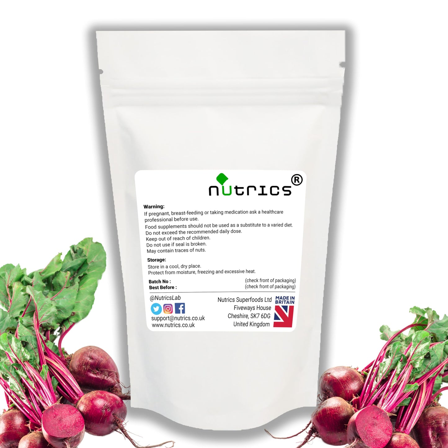 Nutrics® 30,000mg (per Capsule) 3% BETANIN Beetroot Extract 30 V Capsules (1 Month Supply) - Beta Vulgaris - Free from fillers Binders & Bulking Agents Nitric Oxide