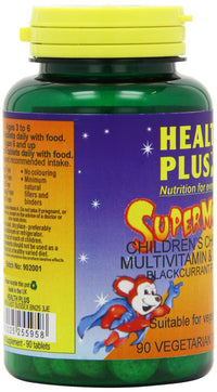 Health Plus Supermouse - Blackcurrant Flavour Children's Chewable Multivitamin Supplement - 90 Tablets