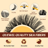 QUEWEL Fluffy Individual Eyelashes Kit 60+80+100D Clusters Lashes Kit, Eyelash Individual DIY Lash Extension kit Mix 10-16mm, Individual Cluster with Bond and Seal (60D+80D+100D-KIT)