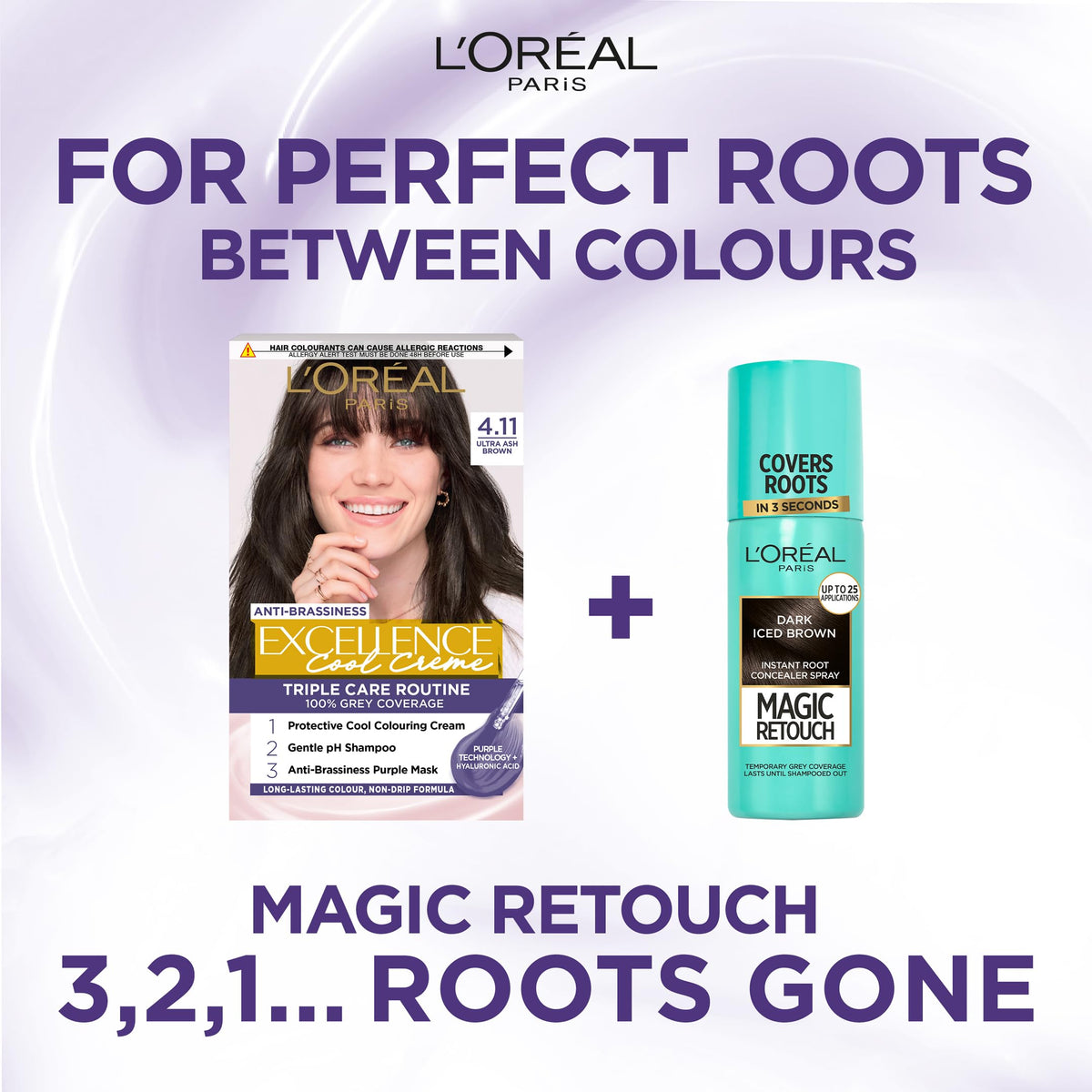 L'Oreal Paris L'Oréal Paris Excellence Cool Crème Permanent Hair Dye, Radiant At-Home Hair Colour with up to 100% Grey Coverage, Pro-Keratin, Up to 8 Weeks of Colour, Colour: 4.11 Ultra Ash Brown