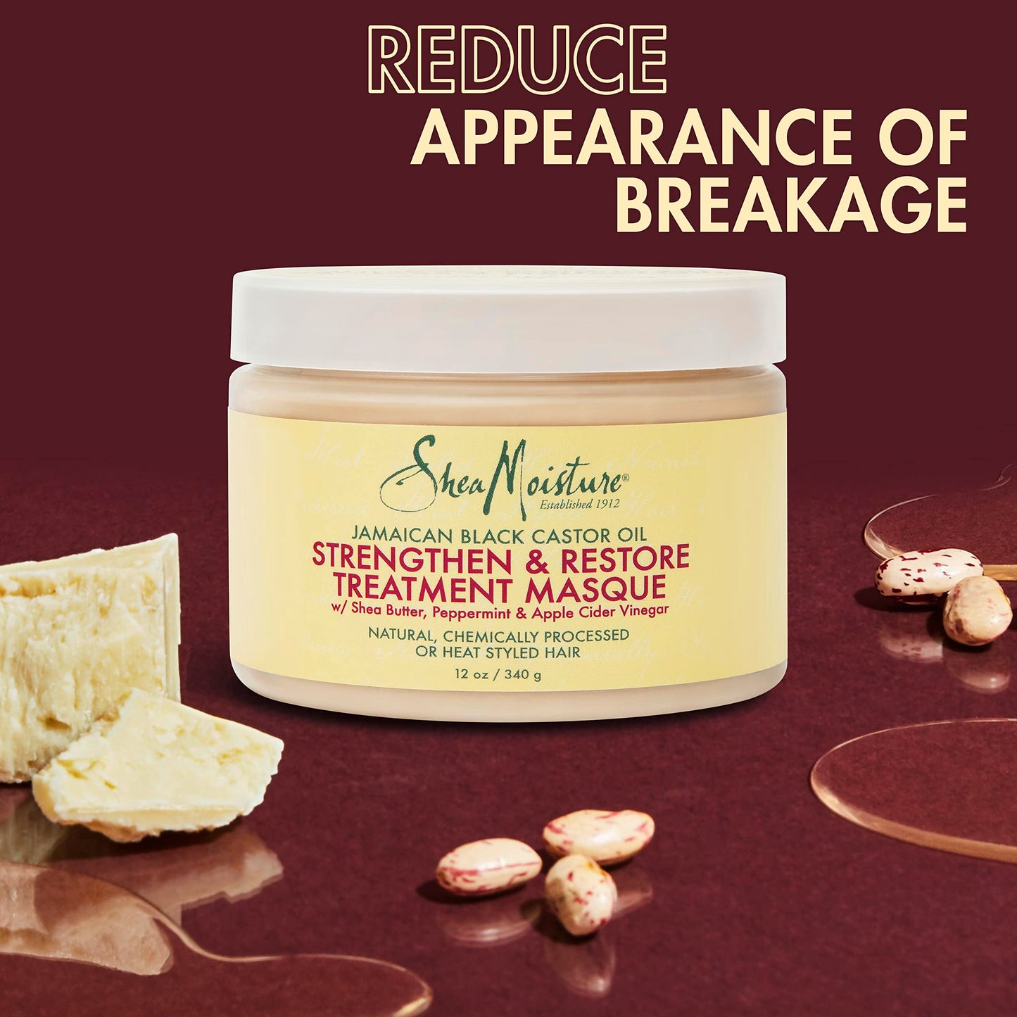 SHEA MOISTURE Shea Moisture amaican Black Castor Oil Strengthen Grow and Restore Treatment Masque, 12oz
