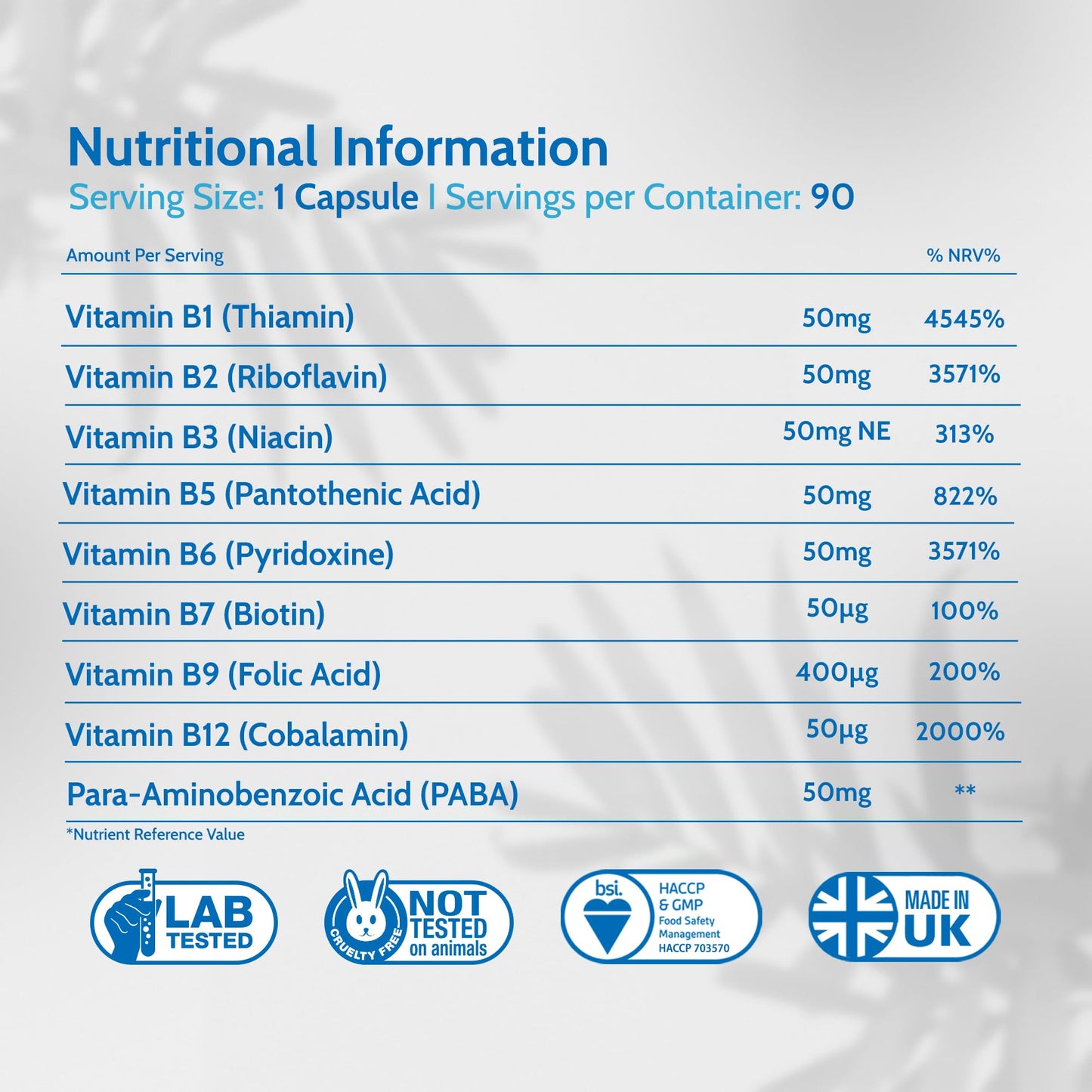 Health4All Vitamin B Complex B-50, 90 Capsules - 3 Months Supply, Hight Potency, Vegan