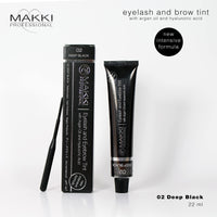 02 Deep Black Makki Professional Intensive Eyelash and eyebrow tint dye with argan oil & hualuronic acid 22ml