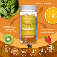 Vitamin D Gummies | 25mcg / 1000iu of Vitamin D3 | One a Day Supplement | Orange Flavour | 60 Gummies