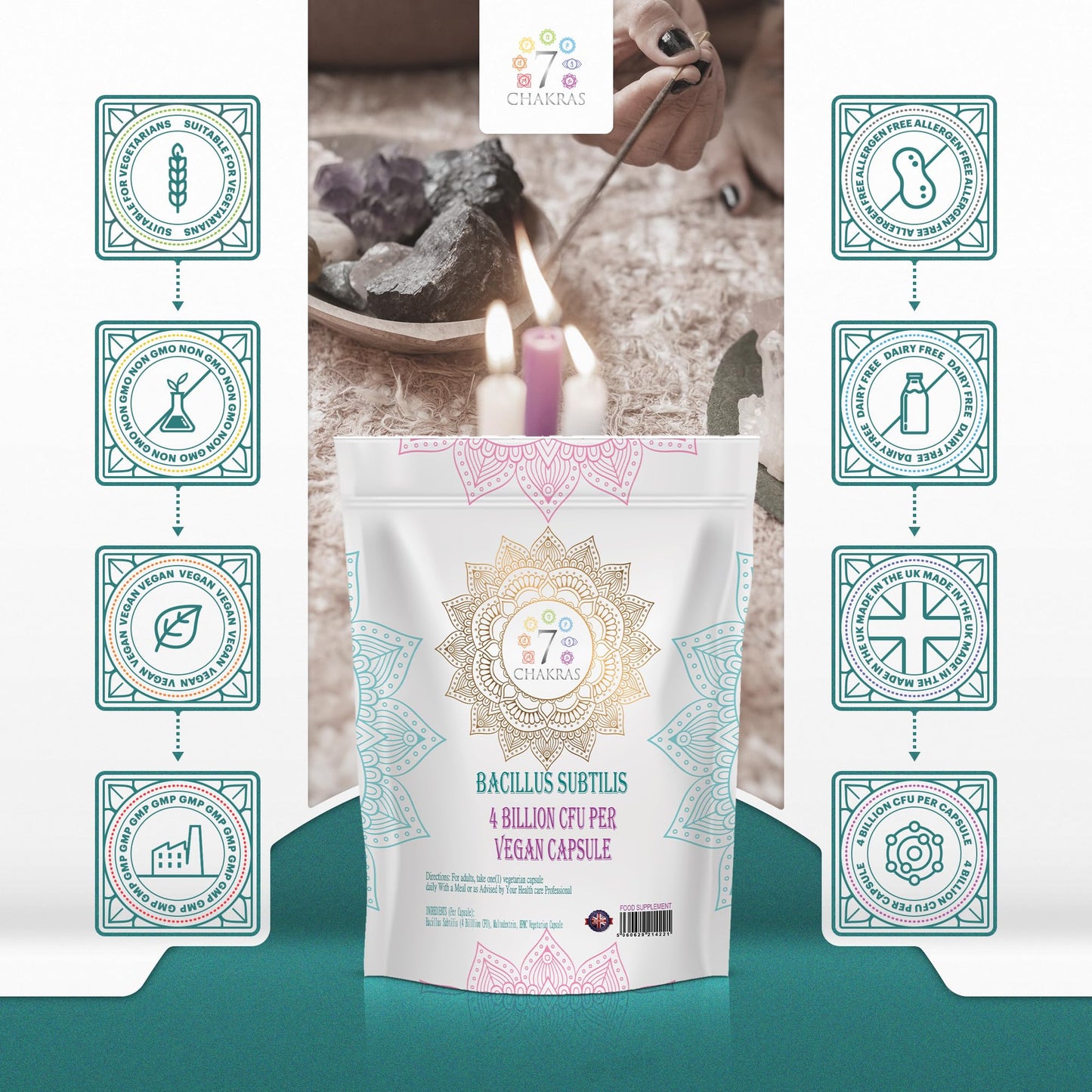 Herb-ology.co.uk Nature's Technology 7C Bacillus Subtilis | 60 High Strength Probiotic Supplements - 4 Billion CFU Bacillus Subtilis per Capsule | Spore Probiotics | Non-GMO, Gluten & Allergen Free | Manufactured in The UK