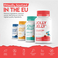 JOLLY JELLY Vitamin B12 Tapioca Gummies - 3,000mcg - High Strength Methylcobalamin Gummies - Non-GMO, Gluten Free, Raspberry Flavour - 60 Vegan Gummies. 1 Pack