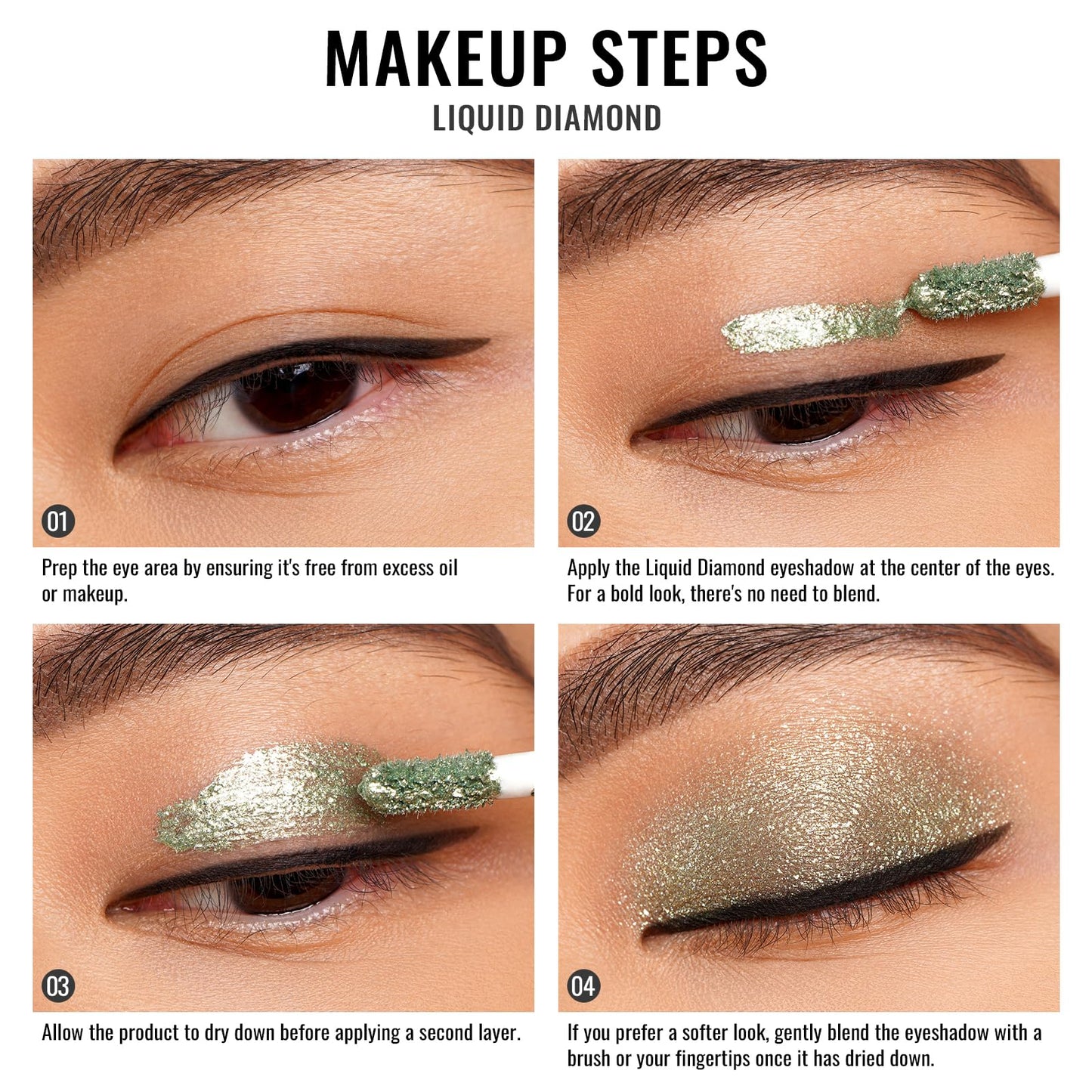 Oulac Liquid Glitter Eyeshadow – Metallic Mossy Green Eyeshadow with Gold Sparkle, Shimmer Eyeshadow & Eyeliner, Blendable Eye Make-up, Crease-Free, Vegan, 5.4g, Wreath Nebula (20)