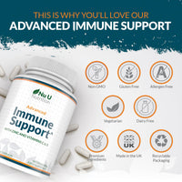 Immune Support - Vitamin C 1200mg and Zinc 40mg & Vitamin D3 1000IU - 180 Vegetarian Capsules - 3 Month Supply - Made in The UK - Nu U Nutrition
