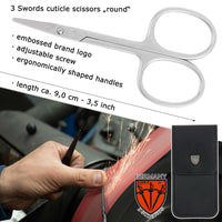 3 Swords Germany - Brand Quality Stainless Steel INOX Curved Cuticle Scissors with Round Tips for Diabetics or Kids - Made in Solingen Germany