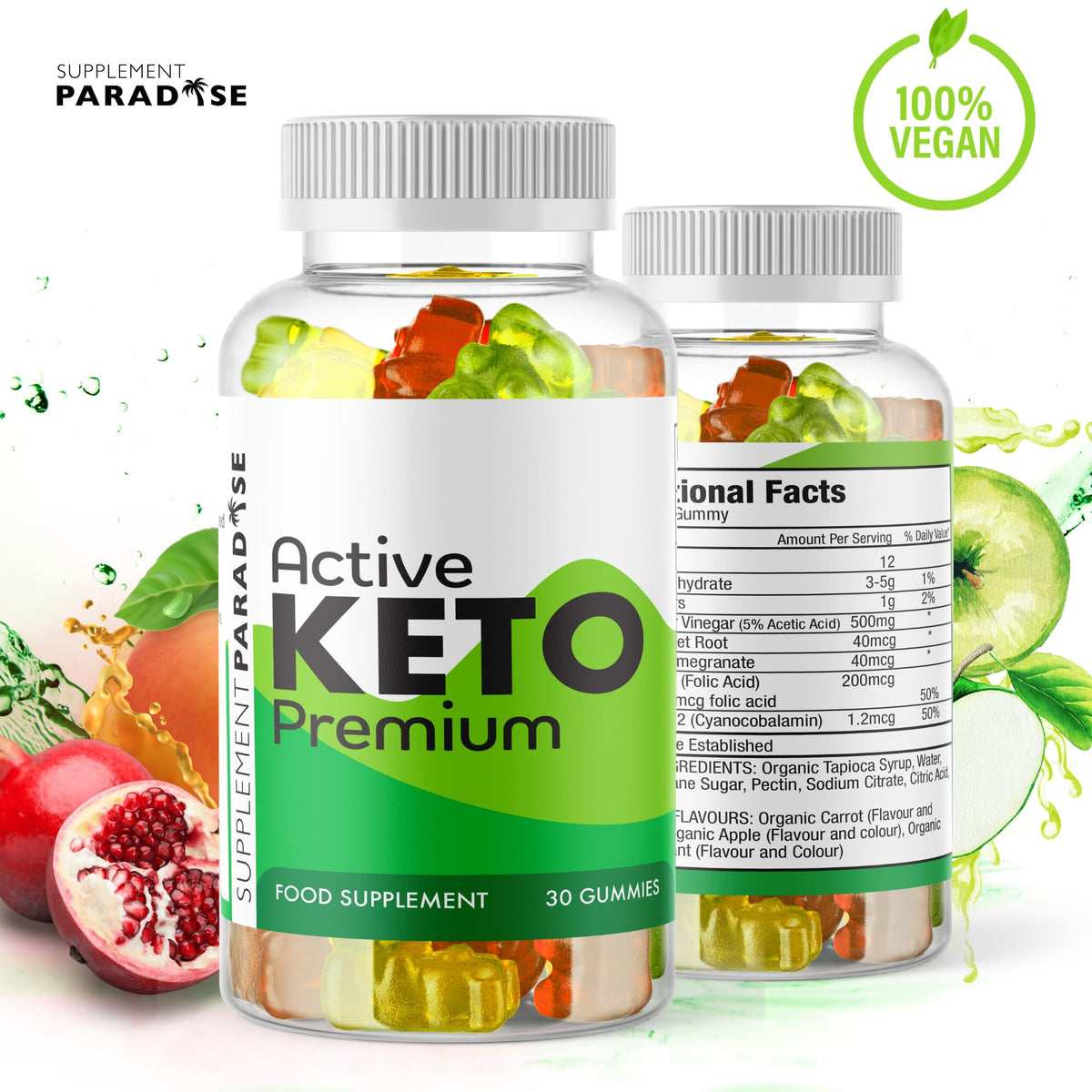 SUPPLEMENT PARADISE Active Keto Premium Gummies - 1 Month Supply - Supplement Paradise