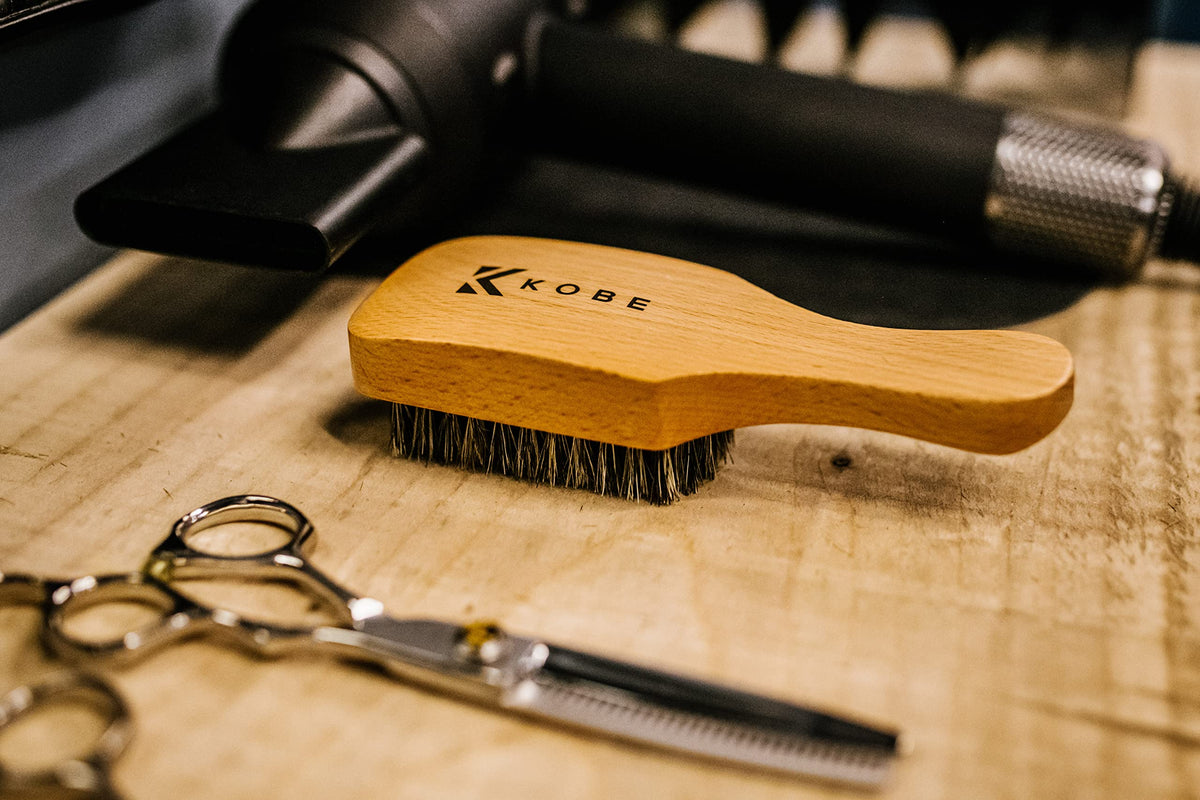 Kobe Professional Men's Light Wood Club Brush - Men’s Boar Bristle Hair Brush/Beard Brush - Wooden Bristle Brush for Men & Women