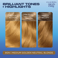 Clairol Nice'n Easy Crème, Natural Looking Oil Infused Permanent Hair Dye, 8GN Medium Golden Neutral Blonde