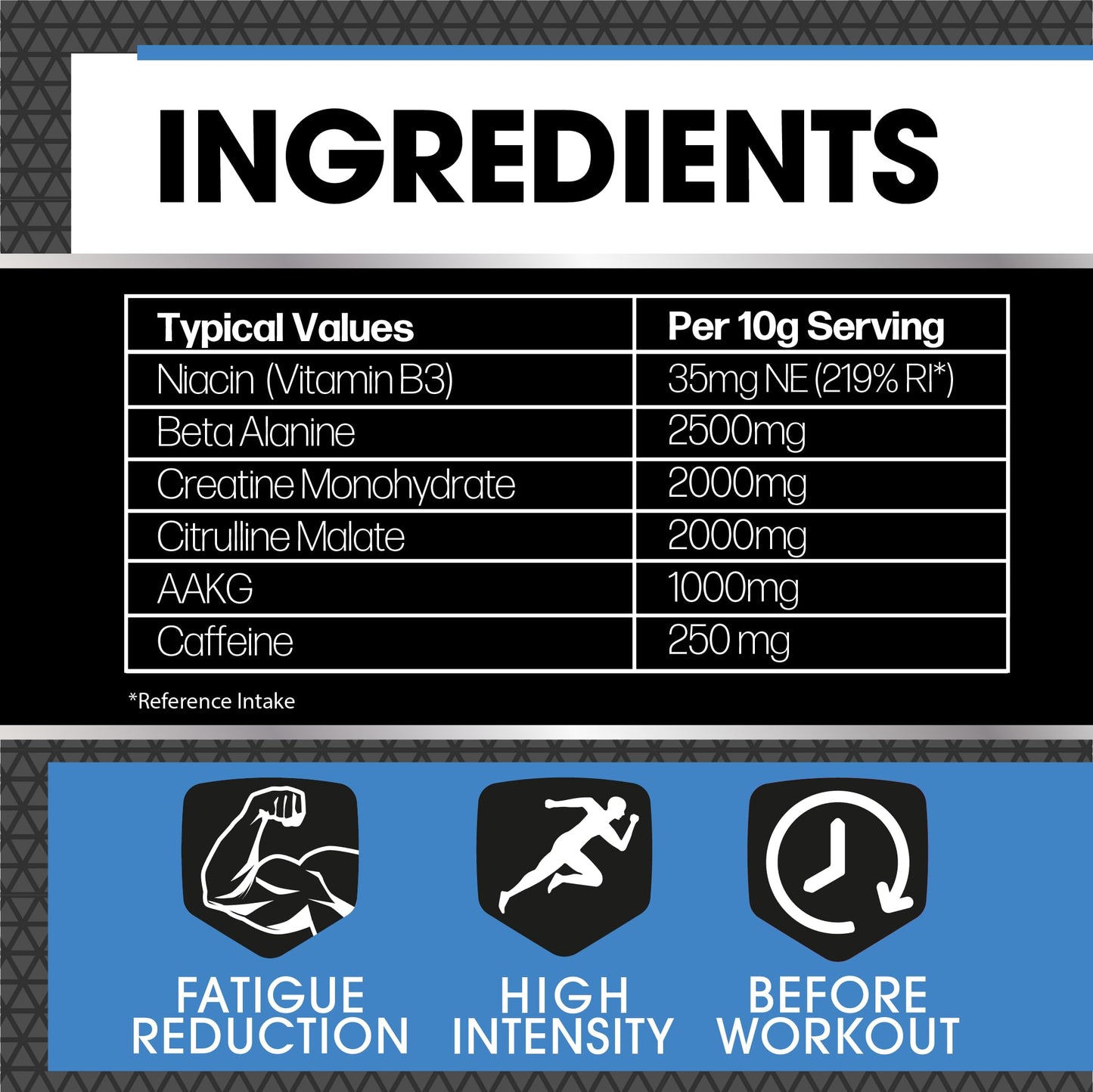 Protein Dynamix - Dynamo Pre Workout - High Intensity Performance - Blue Raspberry - 3000mg Citrulline + AAKG • 2500mg Beta Alanine • 2000mg Creatine • 250mg Caffeine • 200g