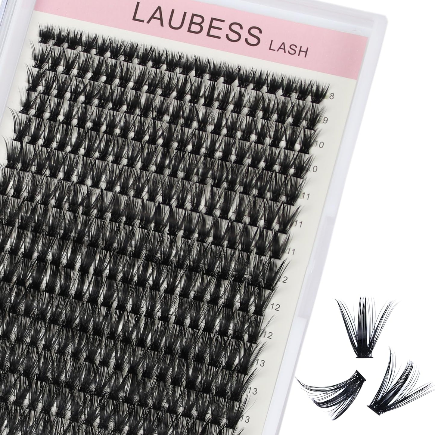 Individual Lashes 300 Pcs LAUBESS Lash Clusters Individual Eyelash Clusters Eyelash Extension Kit False Lashes Individual Cluster Lashes Mix (50D-0.07C-8-15mm)