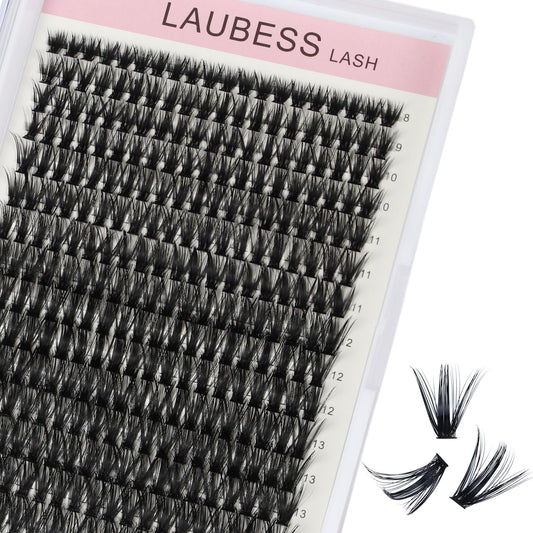 Individual Lashes 300 Pcs LAUBESS Lash Clusters Individual Eyelash Clusters Eyelash Extension Kit False Lashes Individual Cluster Lashes Mix (50D-0.07C-8-15mm)