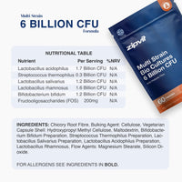 Zipvit Bio Cultures 6 Billion CFU with Prebiotic, Includes Lactobacillus & Bifidobacterium, 5 Live Strains, 60 Vegetarian Capsules, 2 Months Supply, Eco-Friendly Pouch