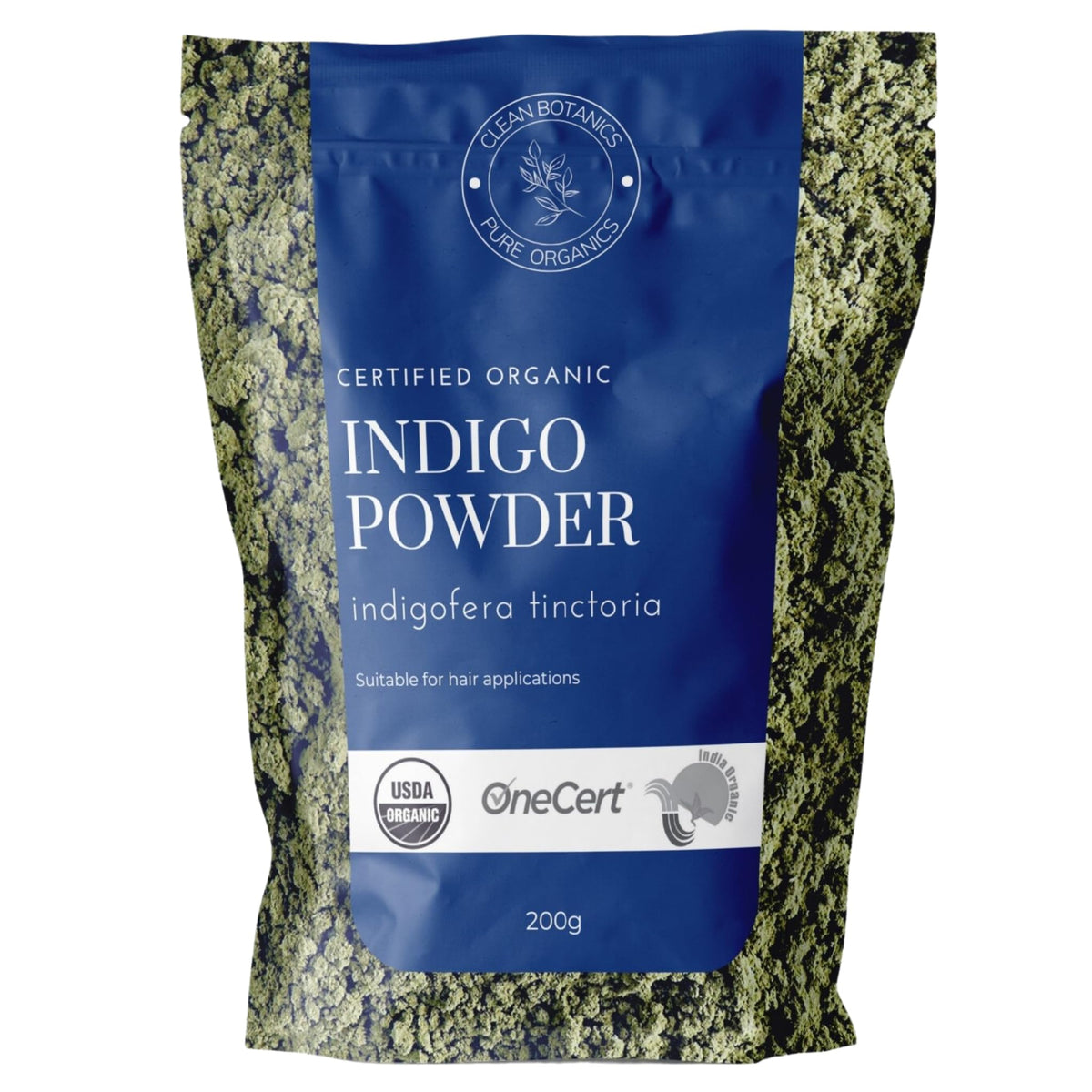 Clean Botanics 200g Organic Certified Indigo Powder 100% Pure Mendhi Hair Colour Triple Sifted Black Hair Dye