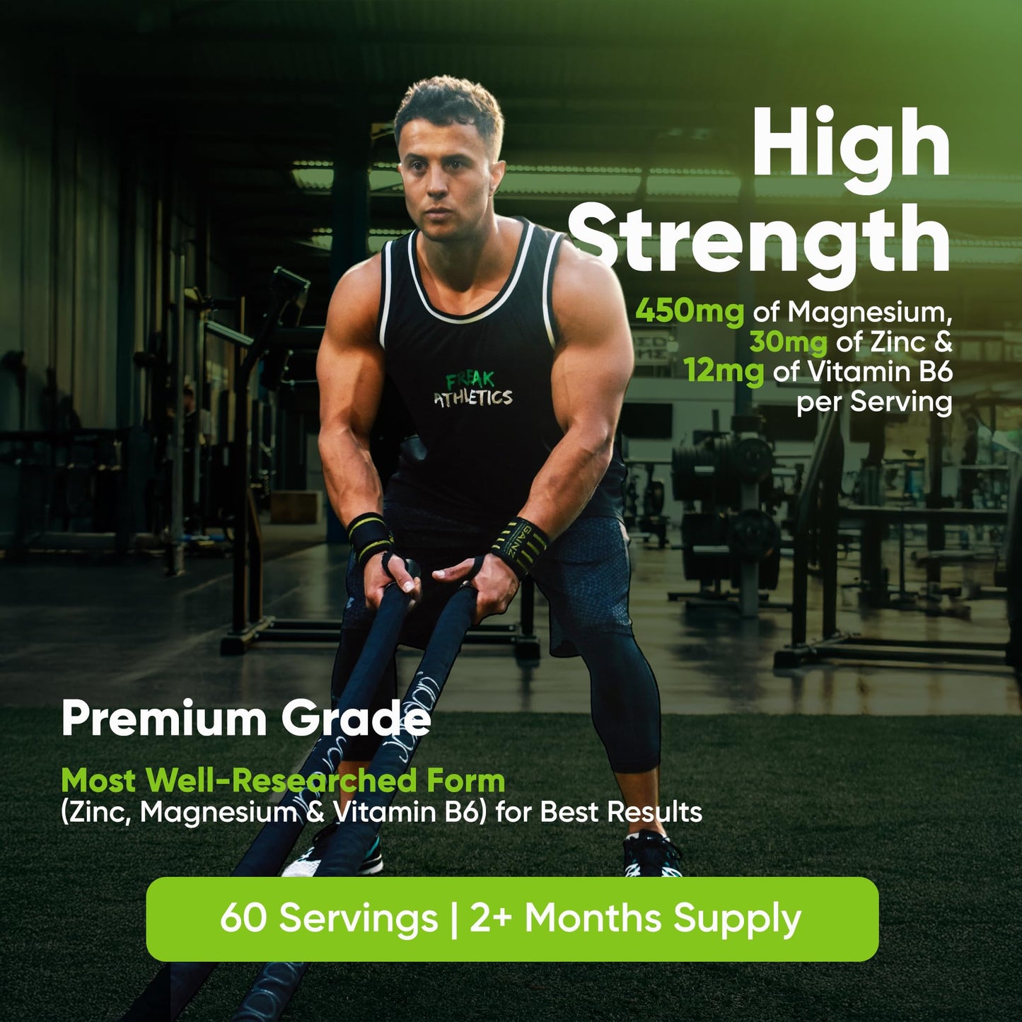 Freak Athletics ZM-GRO - Zinc, Magnesium & Vitamin B6 Capsules | 180 Vegan Capsules | Muscle Recovery, Sleep & Immune Support | High Absorption Formula | Made in The UK