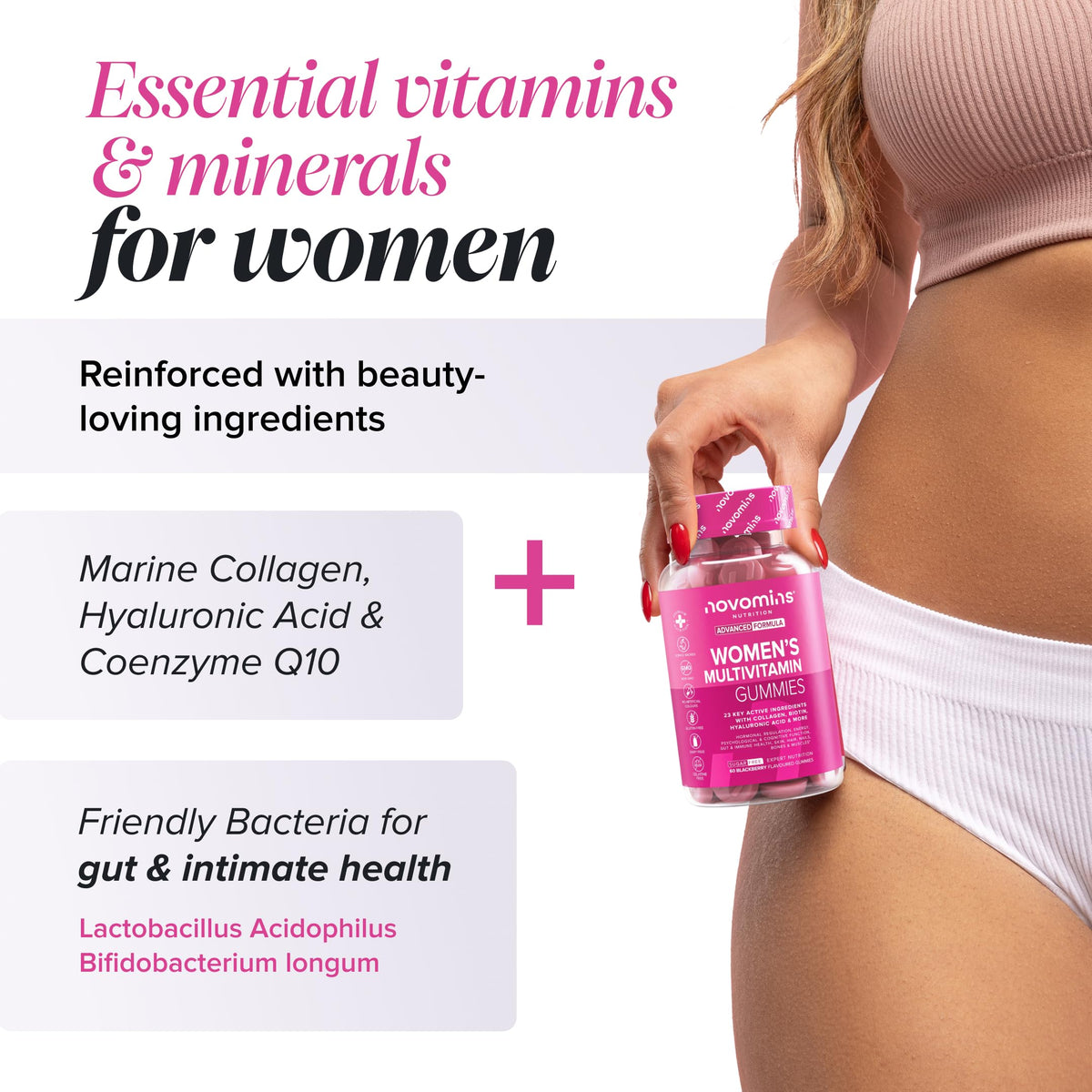 novomins Multivitamin Gummies for Women | Collagen, 2 Million CFU | Novomins