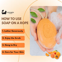 Eco Bath London Apricot Soap on a Rope, Luxury Eco-Friendly Natural Soap, 220g