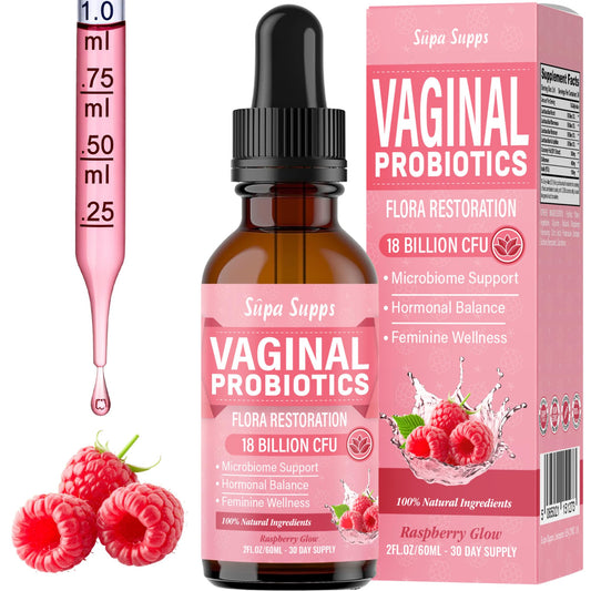 Vaginal Probiotics Liquid 60ml – Raspberry Flavour | Probiotics for Women with Lactobacillus Reuteri | Intimate Support | Gut & Vaginal Flora | Supa Supps Female Balance | Fast Absorption BV Treatment