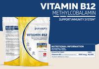 PuroSure Purosure Vitamin B12 1000µg | 365 High Strength Easy to Swallow Tablets | Methylcobalamin Vegetarian and Vegan Tablets | Tiredness and Fatigue Tablets | | Manufactured in The UK | (365 Tablets)