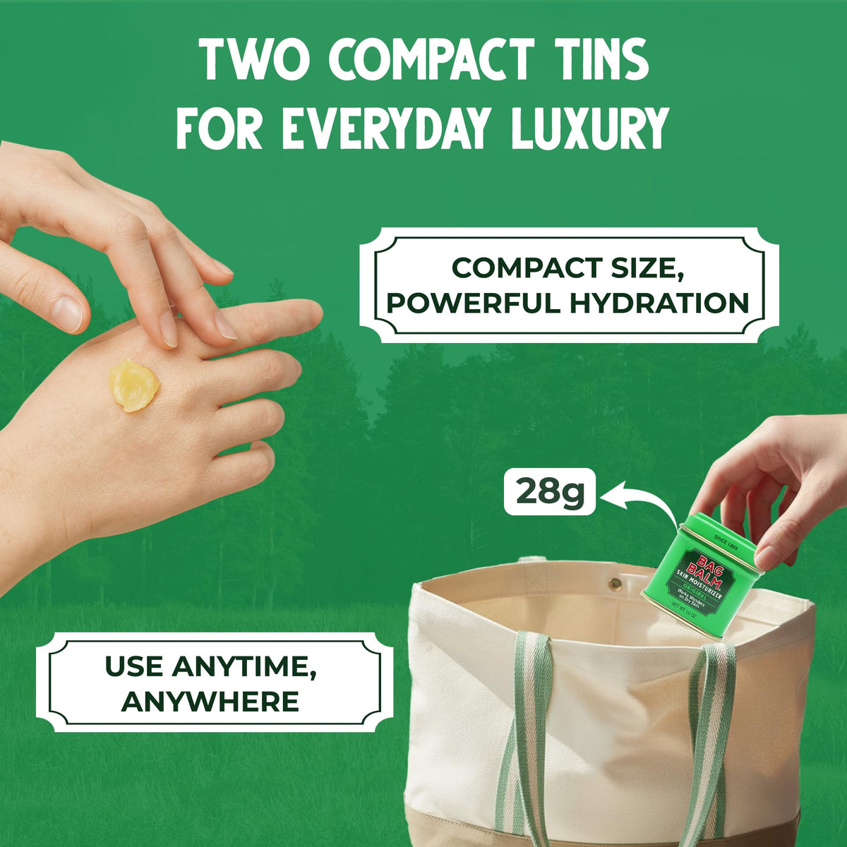 Bag Balm Original Skin Moisturiser with Lanolin |All-Purpose Hydrating Balm for Dry, Chafed Skin | Soothes Cracked Hands, Split Heels & Cuticles | Paraben-Free (28g)