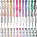 RARJSM Gel Liner Nail Art Reflective Glitter Flash Diamond Liner Gel Polish 12 Colors 5ml Sparkle Silver Hot Pink Black Pigment Painted Stripe Brush Gel Nail Polish UV LED Curing Require Nail Design