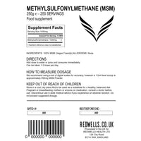 MSM Powder REDWELLS Crystalline Methyl Sulfonyl Methane GMO Free - 250g Pack
