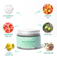 WildMint Smooth Boost Natural Moisturiser | Hydrating Face Cream for Sensitive, Dry, Acne Prone, Mature Skin | Repairs & Soothes Redness with Shea Butter | UK Made Vegan & Cruelty-Free Skincare | 50ml