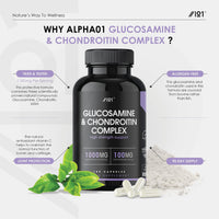 ALPHA01 Glucosamine & Chondroitin Complex - with MSM, Boswellia, Rosehip, Ginger & Turmeric - Made from Pasture Raised, Grass-Fed Bovine - Non-GMO, 180 Capsules