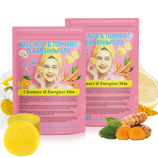 Generic Kojic Acid and Turmeric Pads,Turmeric kojic Acid Pads, Turmeric and Kojic Acid Cleansing Pads for Face, Turmeric Cleansing Pads for Dark spots, Exfoliating, Acne Scars (80 PCS)