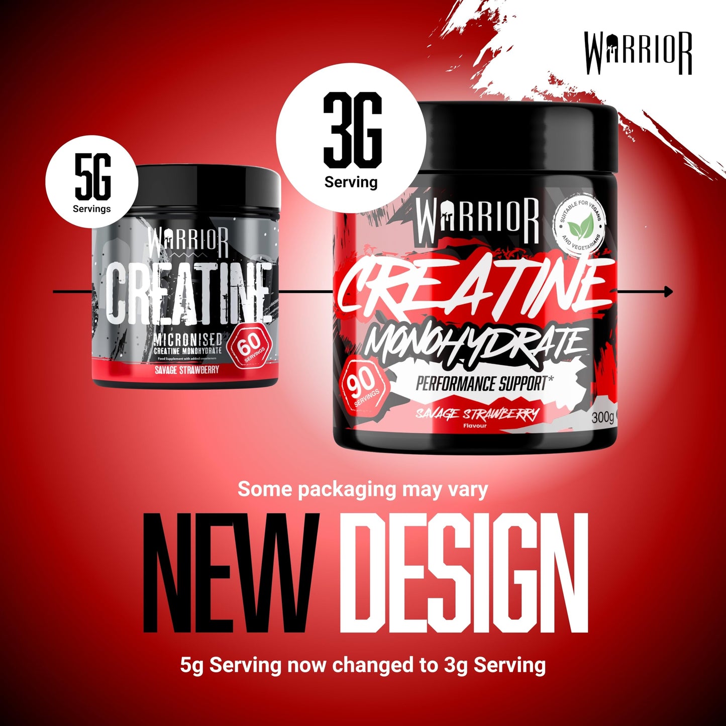 Warrior Flavoured Creatine Monohydrate Powder 300g (90 Servings) – Creatine Powder Drink, Creatine for Performance, Strength & Recovery (Not Creatine Gummies or Tablets) – Savage Strawberry