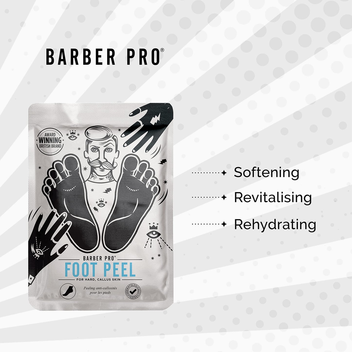 BARBER PRO FOOT PEEL Mask | UK SIZE 10 | Dead Skin Remover for Feet | Vegan Foot Peel Mask for Baby Soft Feet | Cracked Heel Repair | Exfoliating Socks | Foot Mask Peel |