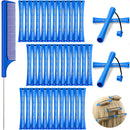 WILLBOND 36 Pieces Cold Wave Rod Hair Perm Rods Hair Rollers Perming Rods Curlers with Steel Rat Tail Comb for Hairdressing Styling (Blue, 0.35 Inch)