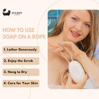 Eco Bath London Donkey’s Milk Soap on a Rope 220g - Luxurious and Eco Friendly Body Wash Bar with Shea Butter, Natural Shower Gel Bar for Smooth and Hydrated Skin