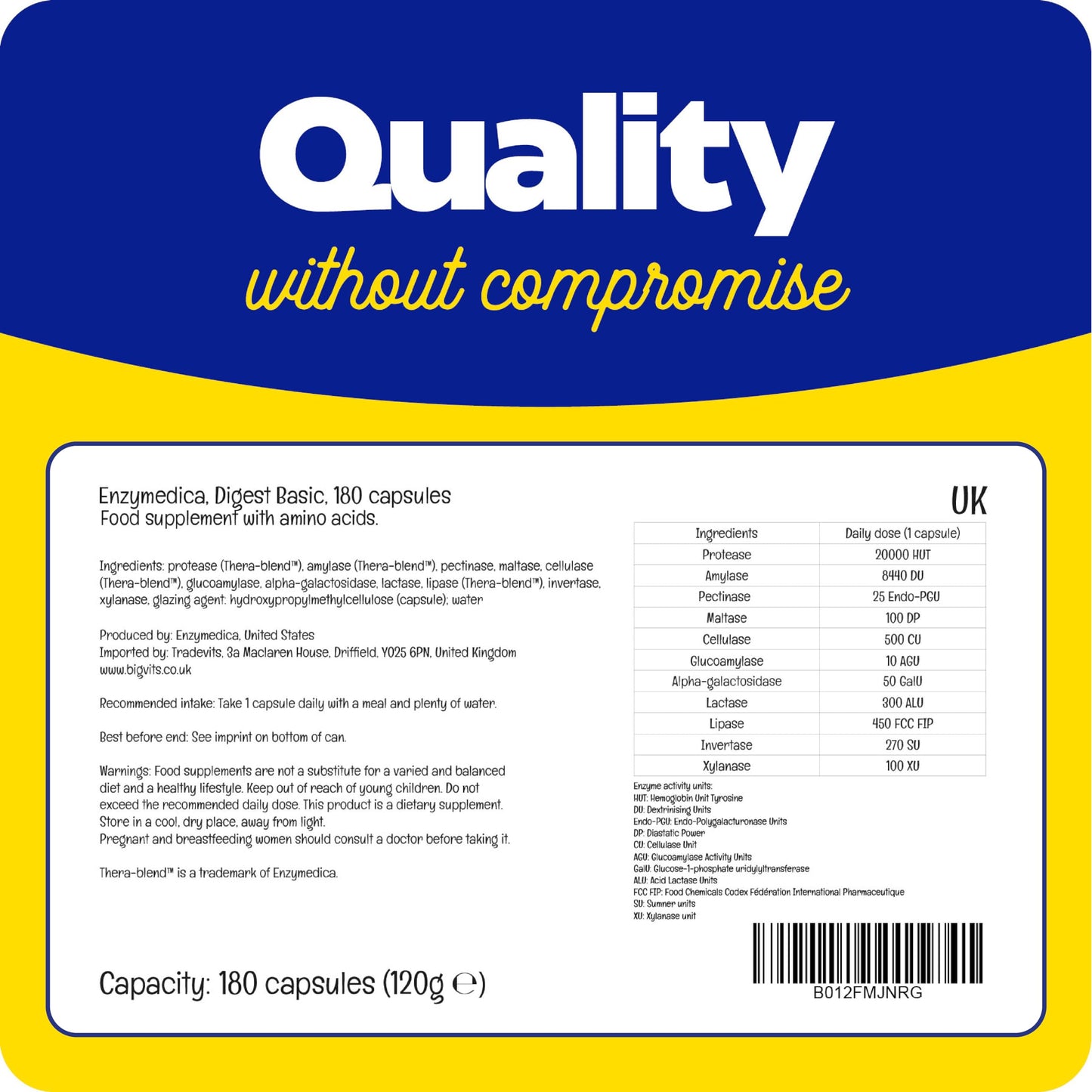 Enzymedica, Digest Basic, 180 Capsules