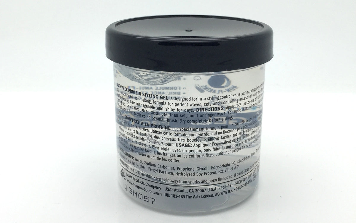 SOF N' FREE Sofn'free Protein Styling Gel, Non flaky formula for firm styling control when setting, wrapping or moulding, perfect waves sets and controlling curly hair, 170 g, Clear, Pack 1