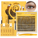 QUEWEL Natural Cluster Lashes Super Thin Band, Cluster Lashes Kit Natural Look, Reusable Eyelash Clusters with Lash Bond and Seal Lash Tweezer and Lashes Glue Remover(NATURAL-JX 02 KIT)
