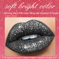 GEEWHILE Metallic Lip Gloss Glitter Lipstick Black Metallic Lipsticks Diamond Shimmer Matte Liquid Lipstick Waterproof Long Lasting Sparkly Metallic Black Lip Gloss Matte Metallic Lip Gloss for Women Girls