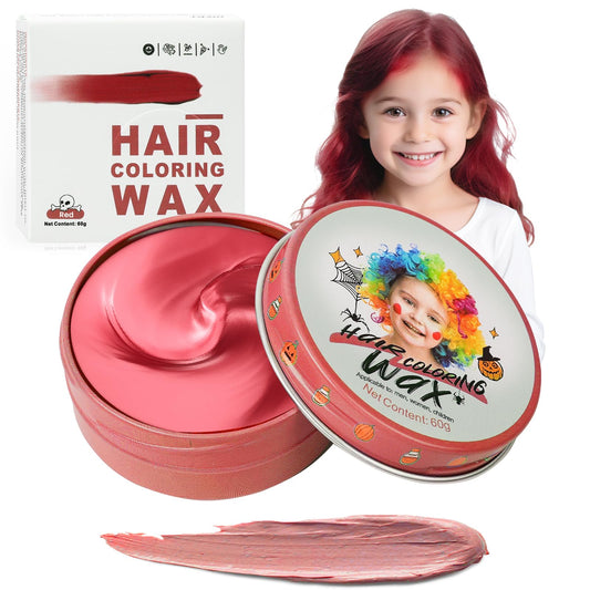MIFANYO Temporary Hair Color Wax Red for Kids, Washable Colored Hairstyle Dye Mud, Disposable Instant Styling Pomade for Girls Boys Youth, DIY Coloring Gel Cream for Women Men Cosplay Halloween Party