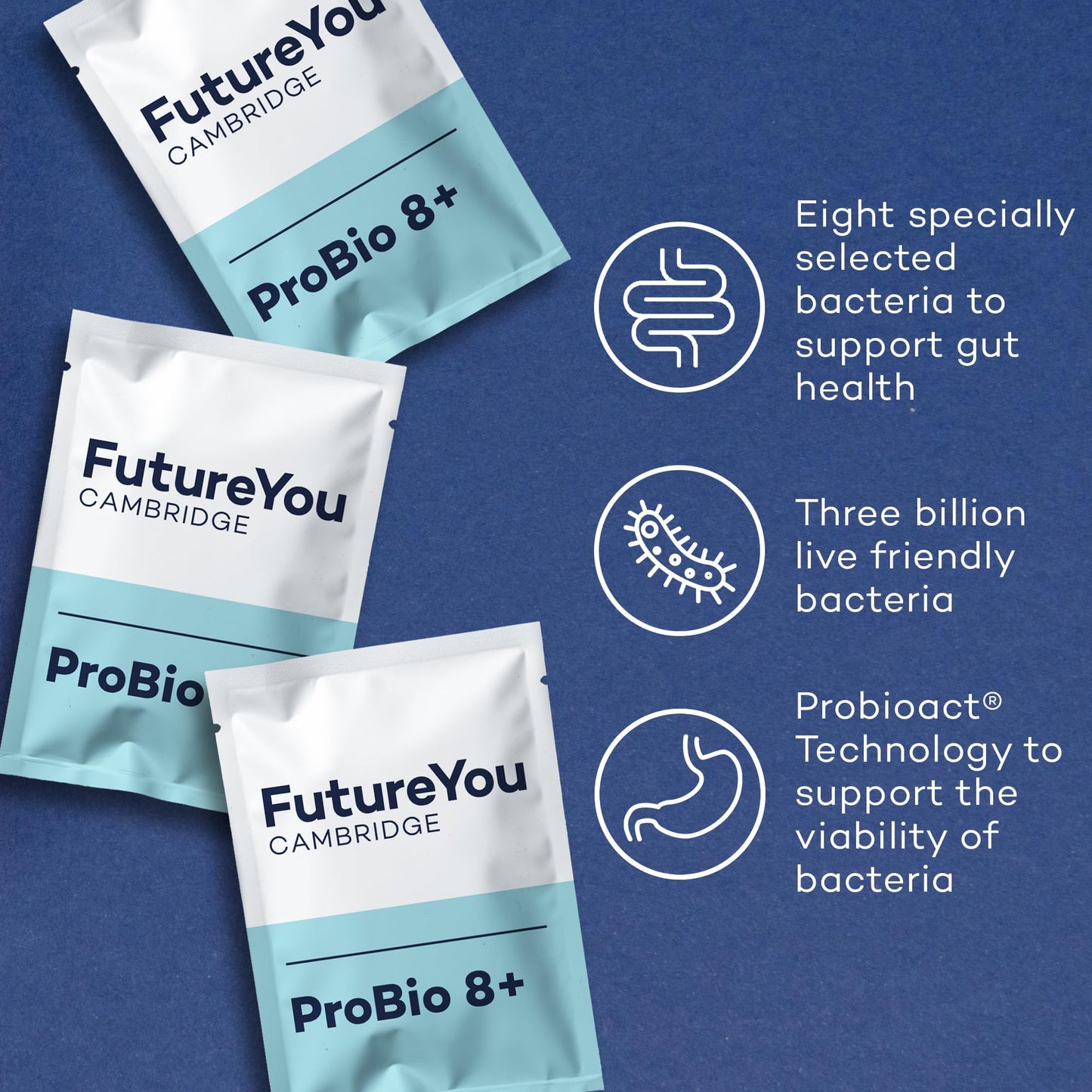 FutureYou ProBio 8+ (28 Powder Sachets) Probiotics for Gut Health, Probiotics for Women and Men, Gut Health Supplements with Lactobacillus Acidophilus W22 - Genuine FutureYou Cambridge Supplements