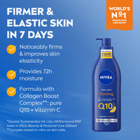 NIVEA Q10 Firming Rich Body Lotion + Vitamin C (400ml), Firming Cream with Collagen Booster Complex, 72H Moisturiser, Body Lotion for Dry Skin