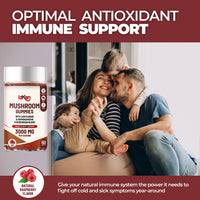 Izkan Mushroom Complex Gummies 3000mg - Lion Mane & 9 Brain Health Mushrooms Gummies with Ashwagandha Supplement Promotes Calm Focus Memory Mood Immunity & Energy - 60 Count (Halal, Gluten-Free, Vegan) (1)