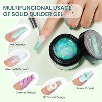 SUPWEE Solid Builder Gel fo Nails, Clear Aurora Green 3D Gel Nail Art 2 Colors Sculpting Gel for Nail Extension Gel Carving Nail Strengthen Hard Gel DIY Nail Art Salon At Home